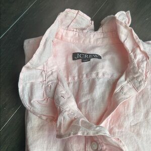 J Crew linen coral/salmon ruffle shirt 2